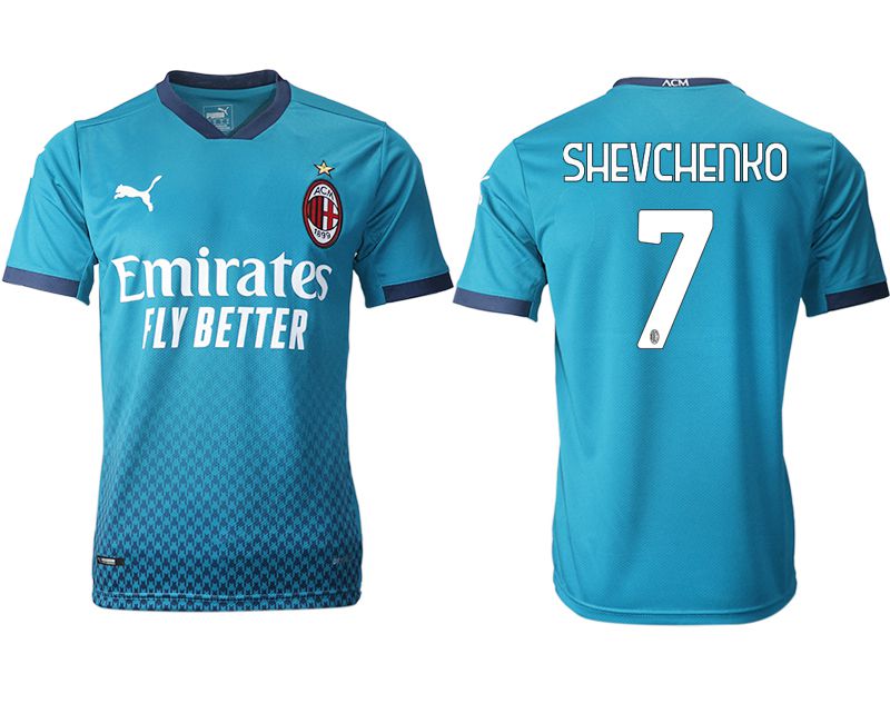 Men 2020-2021 club AC milan away aaa version #7 blue Soccer Jerseys->ac milan jersey->Soccer Club Jersey